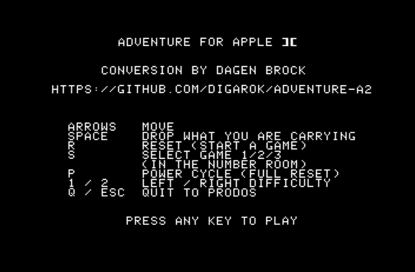Adventure for Apple II screenshot